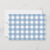 Blauwe Gingham Dwaze Gans 1e Verjaardag Bedankkaart (Achterkant)
