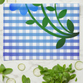 Blauwe Gingham en blauwe bloemen keukenhanddoek (Gevouwen)