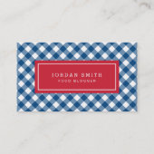 Blauwe gingham en rood visitekaartje (Voorkant)