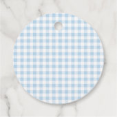 Blauwe Gingham Gans Jongen Eerste Verjaardag Bedankjes Labels (Achterkant)