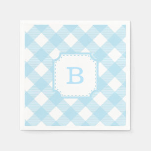 Blauwe Gingham geruit patroon papier servet
