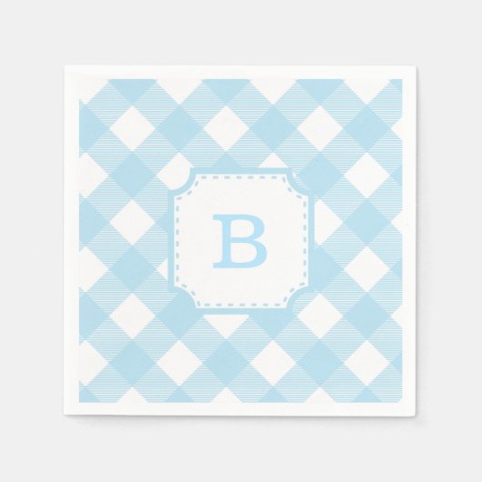 Blauwe Gingham geruit patroon papier servet (Voorkant)