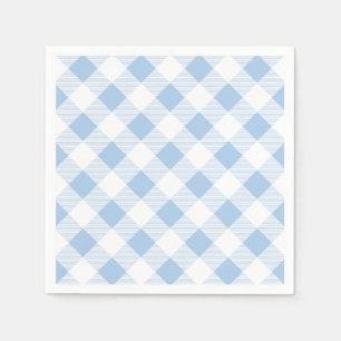 Blauwe Gingham geruit patroon papier servet
