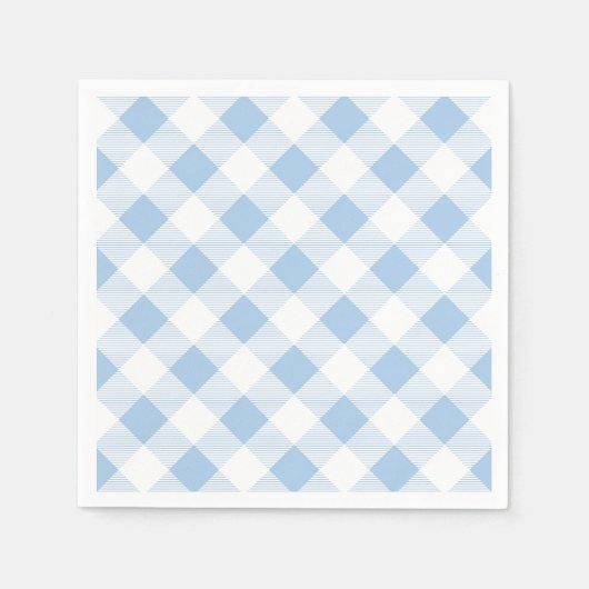 Blauwe Gingham geruit patroon papier servet (Voorkant)