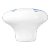 Blauwe Gingham Geruite Strik Keramische Knop (Zijkant)