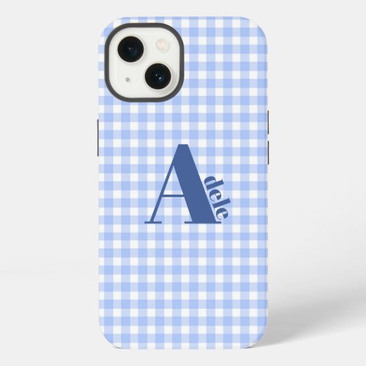 blauwe gingham iPhone hoesje (Achterkant)