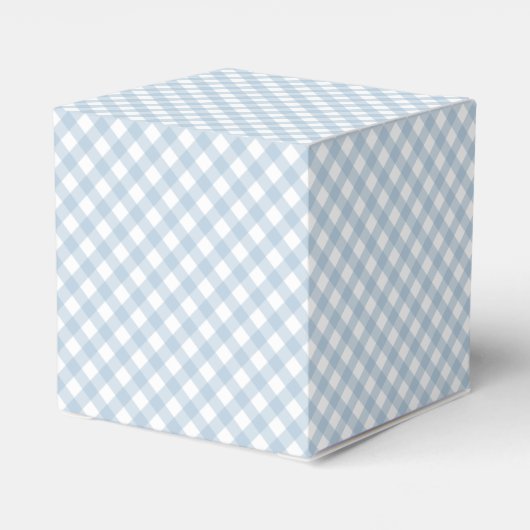 Blauwe gingham klassieke schattige eenvoudige baby bedankdoosjes (Achterkant)
