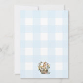 Blauwe Gingham Konijntje Paasei Jacht Kaart (Achterkant)