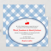 Blauwe gingham land roestrode kerry bruiloft kaart (Voorkant / Achterkant)