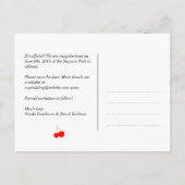 Blauwe gingham land rustieke kers save the date aankondigingskaart (Achterkant)