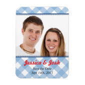 Blauwe gingham land rustige bruiloft met uitzonder magneet (Verticaal)