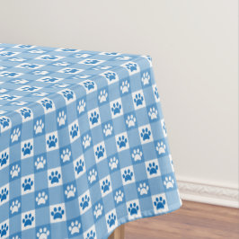 Blauwe Gingham met Paw Prints Picnic Tafelkleed