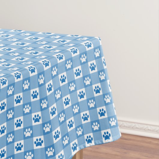 Blauwe Gingham met Paw Prints Picnic Tafelkleed (Voorbeeld)