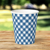 Blauwe Gingham papieren bekers