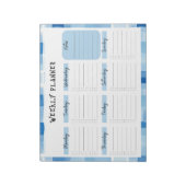Blauwe Gingham Rand, Weekplanner zonder Datum Notitieblok (Linkerzijde)