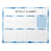 Blauwe Gingham Rand, Weekplanner zonder Datum Notitieblok (Voorkant)