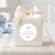 Blauwe Gingham Strik Bedankt Baby Shower