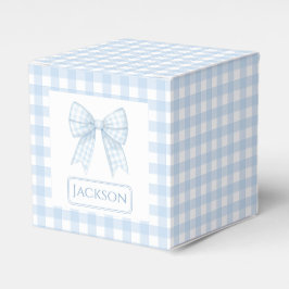 Blauwe gingham strik lint baby boy cadeau gunst do bedankdoosjes