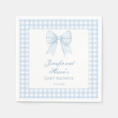 Blauwe gingham strik lint baby boy douche servet (Voorkant)