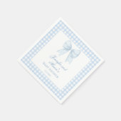 Blauwe gingham strik lint baby boy douche servet (Hoek)