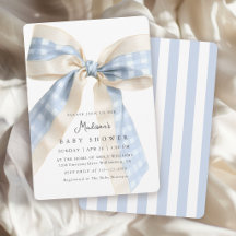 Blauwe Gingham Strik Schattige Baby Shower