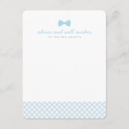Blauwe gingham stropdas schattig baby shower advieskaart