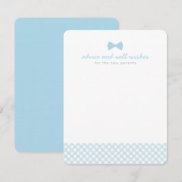 Blauwe gingham stropdas schattig baby shower advieskaart