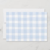 Blauwe Gingham Teddibeer Beary Eerste Verjaardag F Kaart (Achterkant)