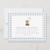 Blauwe Gingham Teddibeer luier raffle kaart (Voorkant)