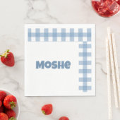 Blauwe gingham verjaardag servet (Insitu)