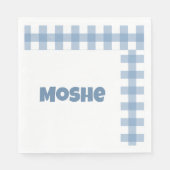 Blauwe gingham verjaardag servet (Voorkant)