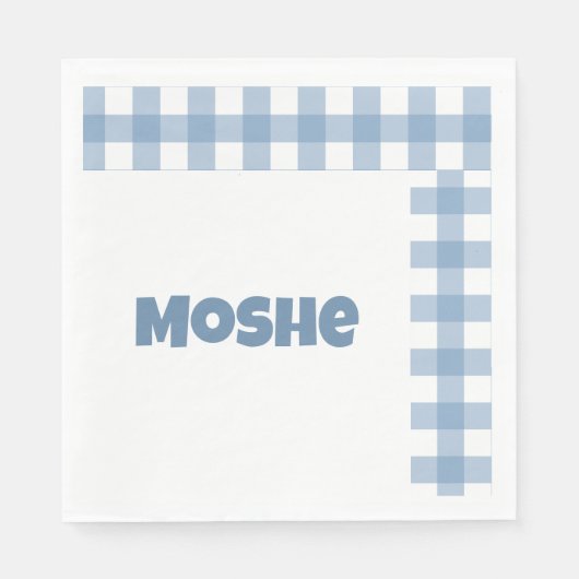 Blauwe gingham verjaardag servet (Voorkant)