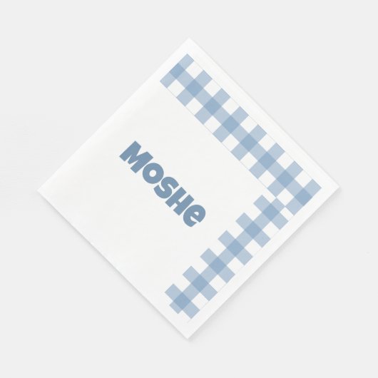 Blauwe gingham verjaardag servet (Hoek)