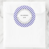 Blauwe gingham voedseljar-labels voor zelfgemaakte ronde sticker (Tas)