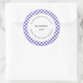 Blauwe gingham voedseljar-labels voor zelfgemaakte ronde sticker (Tas)