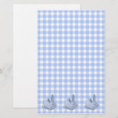 Blauwe ginham en konijntjes briefpapier (Voorkant / Achterkant)