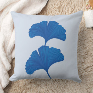 Blauwe Ginkgo Leaf  achtergrondkleuren Kussen