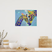 blauwe giraf2 poster (Keuken)