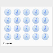 blauwe giraf ronde sticker (Vel)