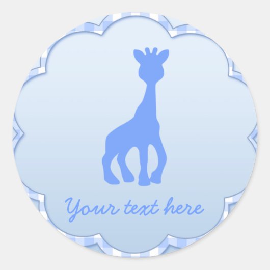 blauwe giraf ronde sticker (Voorkant)