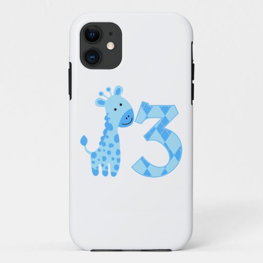 Blauwe Giraffe 3e verjaardag Case-Mate iPhone Case (Achterkant)