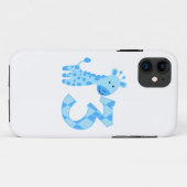 Blauwe Giraffe 3e verjaardag Case-Mate iPhone Case (Achterkant (horizontaal))