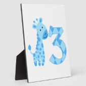 Blauwe Giraffe 3e verjaardag Fotoplaat (Zijkant)