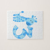 Blauwe Giraffe 3e verjaardag Legpuzzel (Horizontaal)