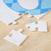 Blauwe Giraffe 3e verjaardag Legpuzzel (Zijkant)