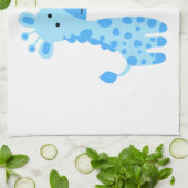 Blauwe Giraffe 3e verjaardag Theedoek (Gevouwen)