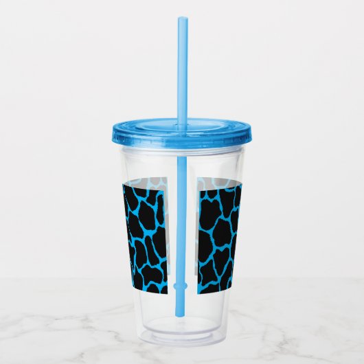 Blauwe Giraffe afdrukken Acryl Drinkbeker (Rechts)