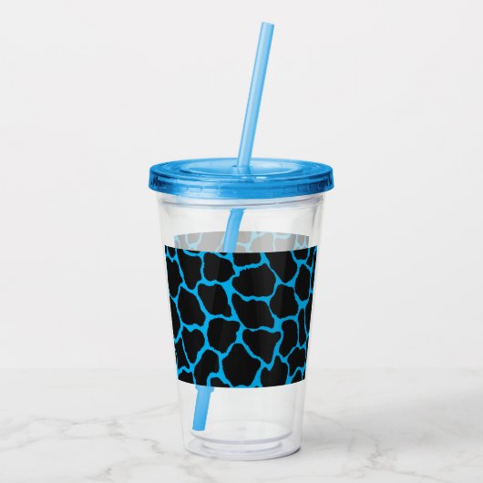 Blauwe Giraffe afdrukken Acryl Drinkbeker (Achterkant)