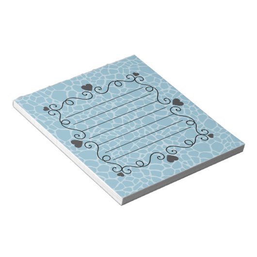 Blauwe Giraffe afdrukken Notitieblok (Schuin)