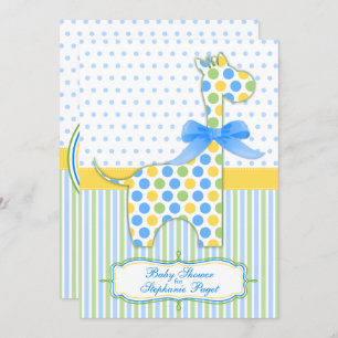 Blauwe Giraffe Baby shower Kaart